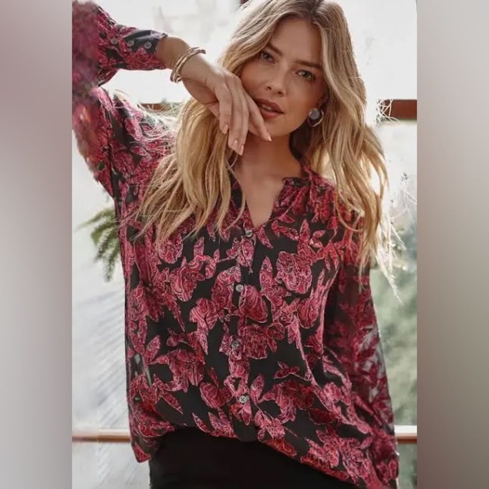 J Jill Ruffled Burnout Top